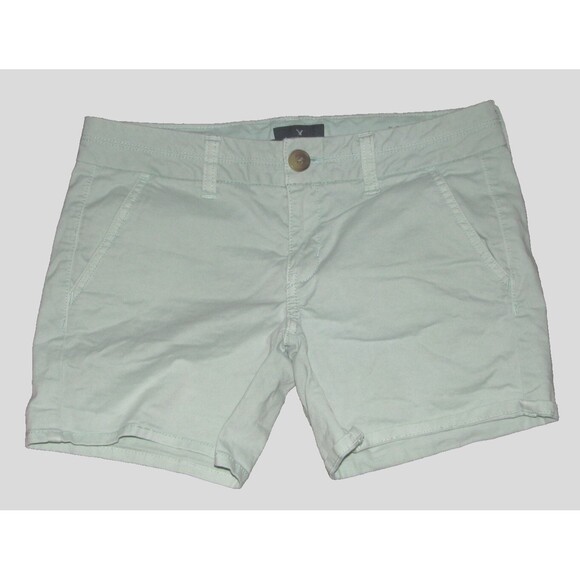 American Eagle Outfitters Mint Green Denim Jean Stretch Midi Shorts Size 2 - Picture 1 of 3